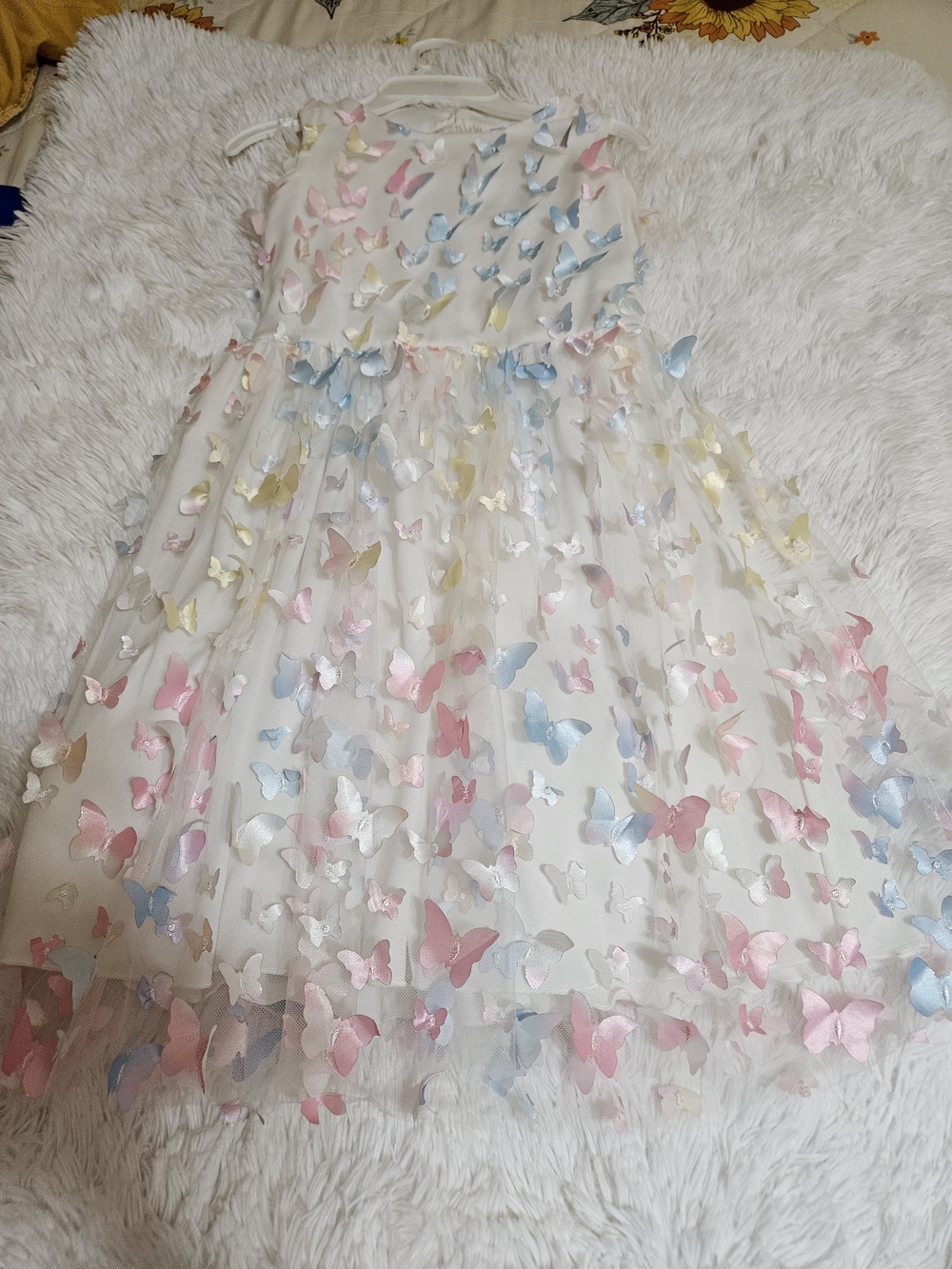 Speechless Ivory Tulle Dress with Pink, Blue and Yellow Butterfly Accents